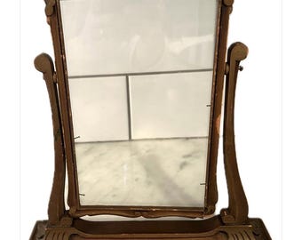 Antique Standing Picture Frame With Carved Base