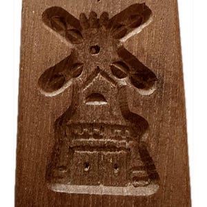 Vintage Wooden Dutch Cookie Mold with Windmill