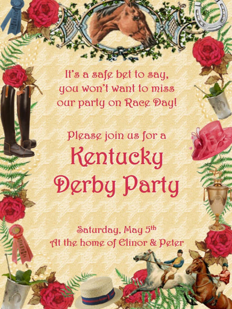 Kentucky Derby Party Invitation Custom Derby Invitation Run Etsy
