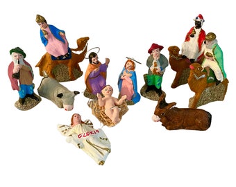 Mexican Folk Art Nativity Figures Hand Made by Artisans of the 1980s