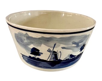 Antique Delft White Bowl with Hand painted Windmills