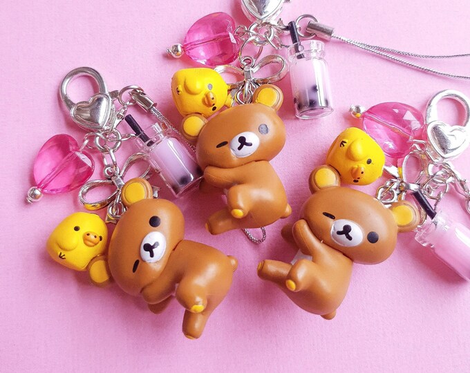 Cute Kawaii Pink Kuma Boba Mobile Phone Lanyard Keyring Etsy