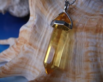citrine pendant,natural citrine pendant,citrine necklace,amazing citrine pendant,925 silver pendant,pencil shape pendant