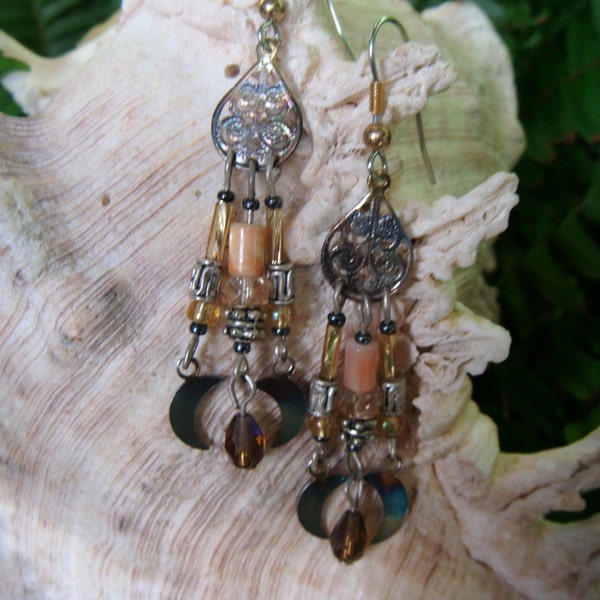 Island Gypsy Dancing Moon Earrings