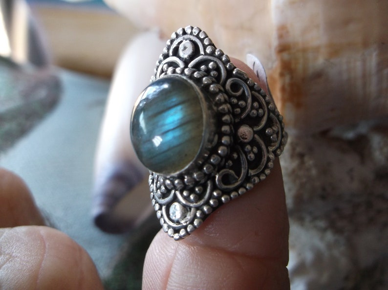 Labradorite Blue Flame Crystal Ring ..size 6.5. Sterling | Etsy