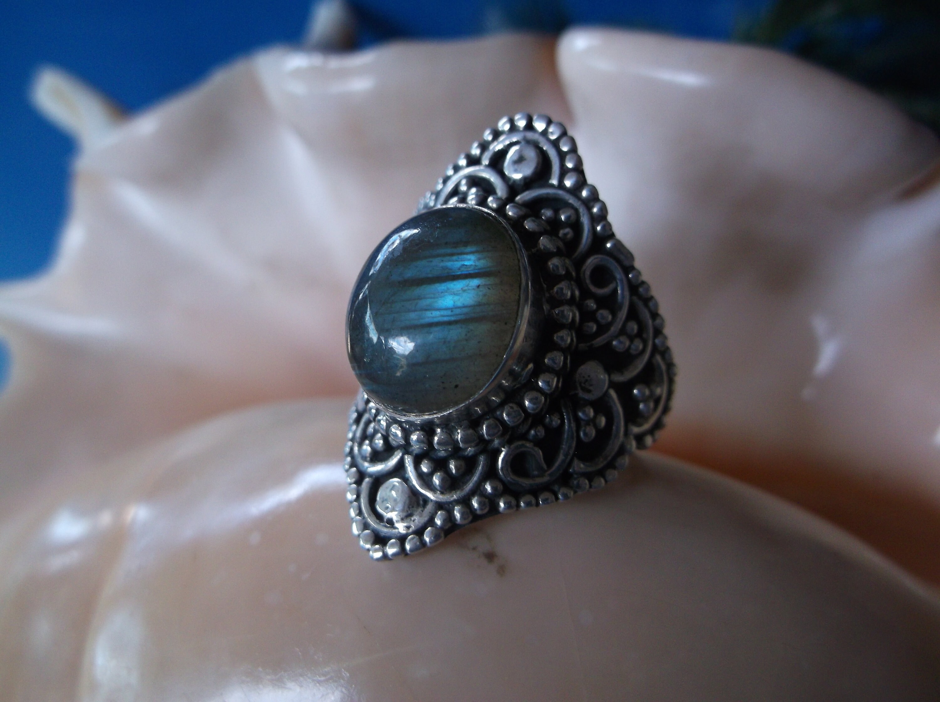 Labradorite Blue Flame Crystal Ring ..size 6.5. Sterling - Etsy