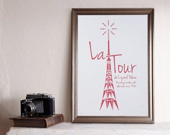 La Tour A3 Screenprint / Crystal Palace screenprint, Crystal Palace Antenna, French Print, South London Poster, TV Transmitter, Eiffel Tower