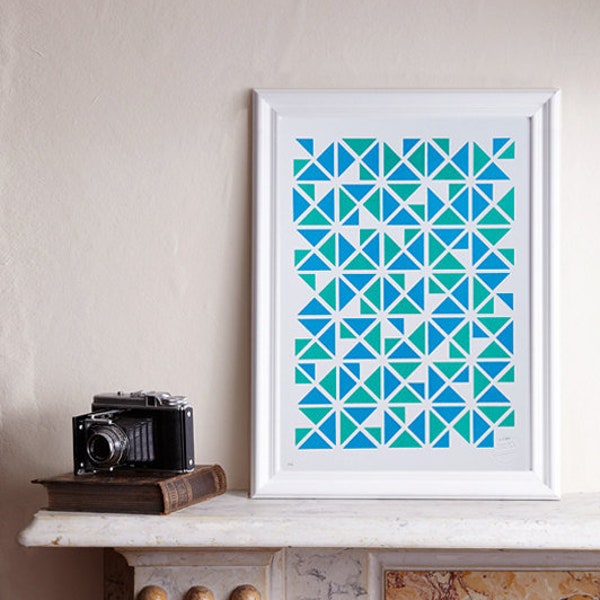 Limited Edition Screen Print, Triangular Screen Print, Triangle Screenprint, Graphic Shapes, Triangles Print, Geometric Screen Print