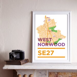 SE27 Print / West Norwood Print, Zuidoost-Londen, London Map, A3 Print, London Print, South London Print, West Norwood Feast
