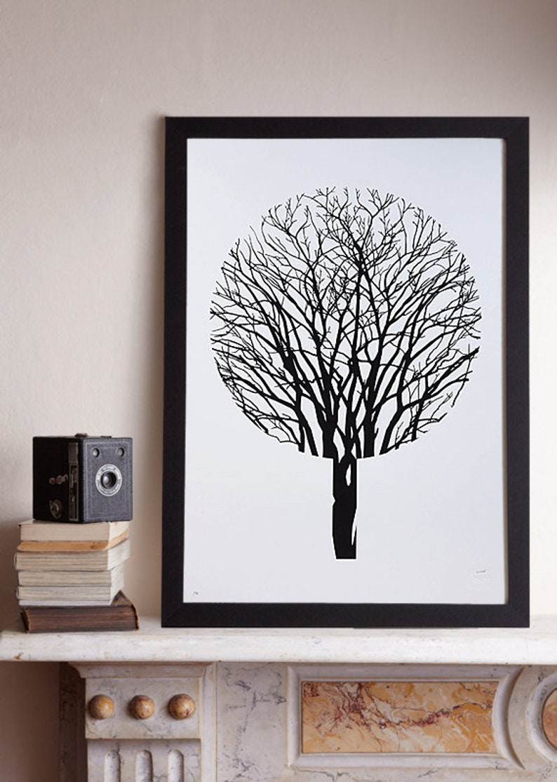 Urban Forest A2 Screenprint / Tree Screenprint, Tree Poster, Graphic Screenprint, Graphic Poster, Graphic Art, Black Screenprint image 1