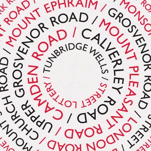 Tunbridge Wells Street Lottery / Tunbridge Wells Print, Tunbridge Wells Poster, A3 Print, Tunbridge Wells Streets, Tunbridge Wells Roads