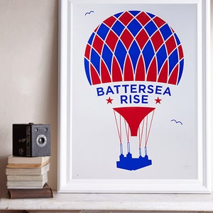 Battersea Rise A2 Screenprint / Battersea Power Station Screenprint, Hot Air Balloon Poster, Metallic Screenprint, London Screenprint image 3