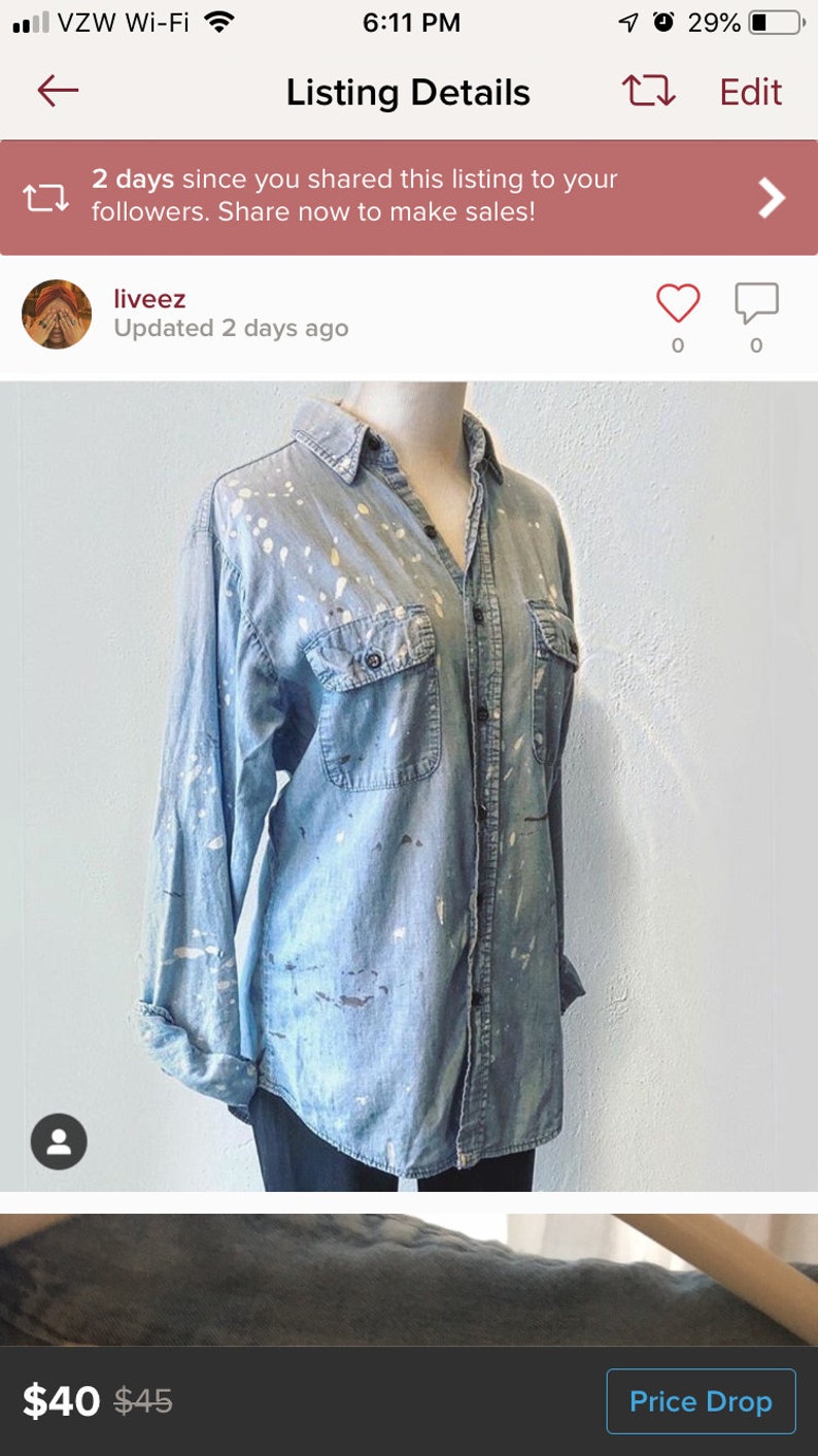 Distressed denim top image 1