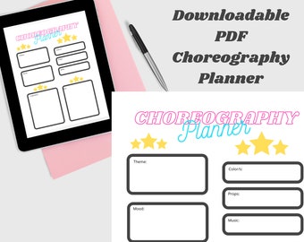 Choreography Planner Printable PDF for Dance, Dance Logbook, Dance Journal, Dance Notebook, Instant Digital Download