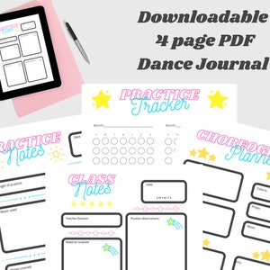 Dance Journal Printable PDF for Dance, Dance Logbook, Dance Journal, Dance Notebook, Instant Digital Download