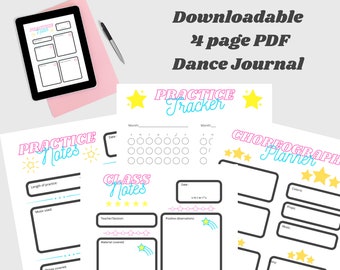 Dance Journal Printable PDF for Dance, Dance Logbook, Dance Journal, Dance Notebook, Instant Digital Download