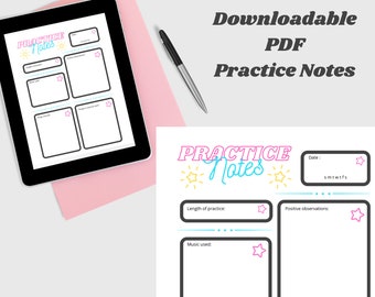 Practice Notes Printable PDF for Dance, Dance Logbook, Dance Journal, Dance Notebook, Instant Digital Download