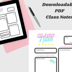 Class Notes Printable PDF for Dance, Dance Logbook, Dance Journal, Dance Notebook, Instant Digital Download