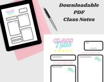 Class Notes Printable PDF for Dance, Dance Logbook, Dance Journal, Dance Notebook, Instant Digital Download