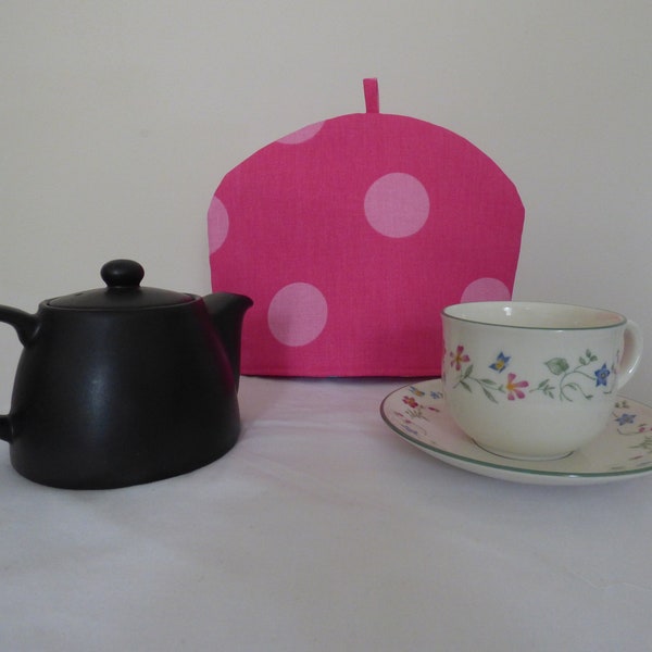 Small Pink Polka Dot Print Tea Cozy - Free US Shipping