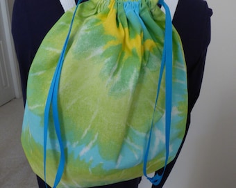 Child's Green and Blue Tie-Dyed Backpack with Adjustable Straps (Free US Shipping)