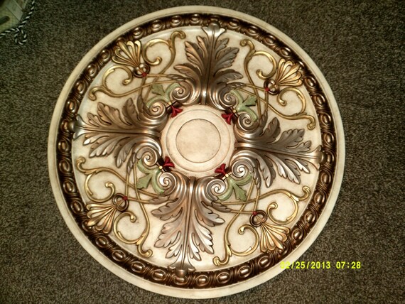 26 Hand Painted Ceiling Medallion Painted Ceiling Medallion Gold Ceiling Medallion Custom Medallion