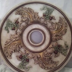 Ceiling Medallion, 23&quot; handpainted ceiling medallion, Gold Ceiling medallion