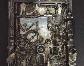 Steampunk Mixed Media Art,Mixed Media Art Collage, Canvas Mixed Media Wall Hanging, Wall Decor, Lady Vagabond Art, Gothic Art, Grungy Art