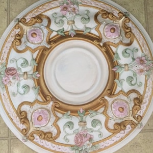 28” Ceiling Medallion, Handpainted Medallion, Custom Painted Ceiling Medallion, Antique White Ceiling Medallion