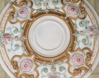 28” Ceiling Medallion, Handpainted Medallion, Custom Painted Ceiling Medallion, Antique White Ceiling Medallion