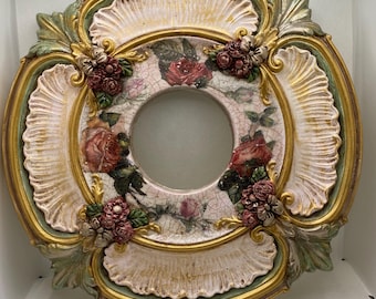 Hand painted Decorative Ceiling Medallion , 13” painted ceiling medallion, Custom Painted Ceiling Medallion