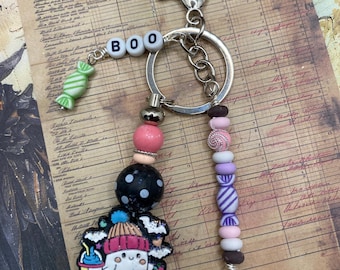 Personalized Halloween Ghost Keychain, Kawaii Boo Charm, Bag Accessory