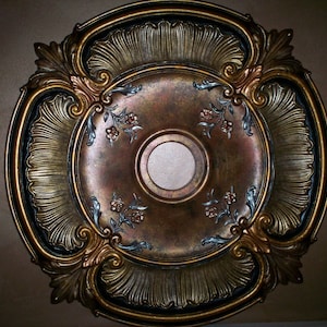 Hand painted ceiling medallion , 30"decorative metallic ceiling medallion, custom ceiling medallion