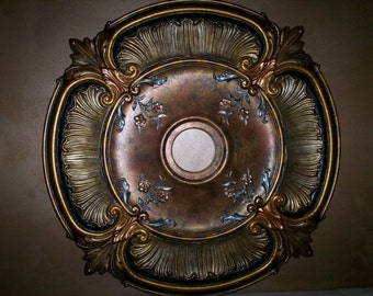 Hand painted ceiling medallion , 30"decorative metallic ceiling medallion, custom ceiling medallion