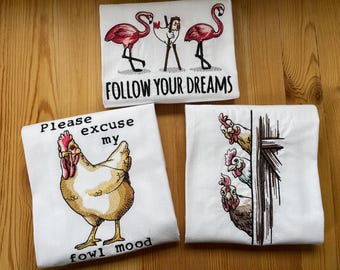 Embroidered 18x28 Flour Sack Kitchen Towels CHICKENS FARMHOUSE Choice, Decorative Kitchen Tea Towels