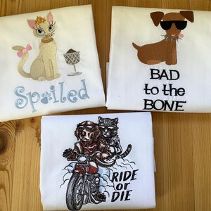 Embroidered DOGS and CATS Variety Kitchen Towels Choice, Home Decor Decorative Towels