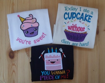 Embroidered CUPCAKE BIRTHDAY CAKE Sweet Fun Variety Kitchen Towels, Home Decorative Towels