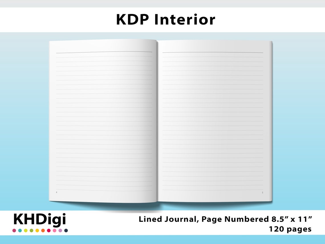 8.5 x 11 Lined Interior Notebook for Amazon KDP Etsy