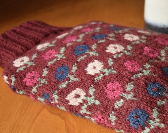 Cottage Garden Hot Water Bottle Cover Knitting Pattern