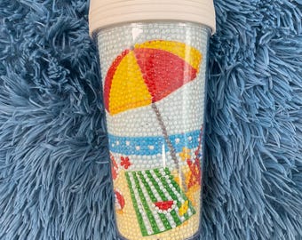 One Handmade Beach-themed Diamond Art Cup.    (YC#21). FREE SHIPPING