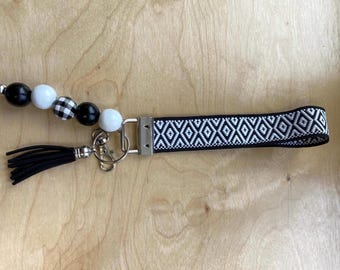 Handmade Key Fob Bracelet with Tassels and Beads (YC#23, LM)