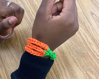 Youth-Created, Three-In-One Handmade Stretchy Friendship Bracelet -Pumpkin Style. By A.J.   YC#49. FREE SHIPPING
