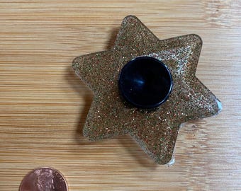 One Handmade Gold Glitter Spinner Fidget Toy.   (YC#17).  FREE SHIPPING