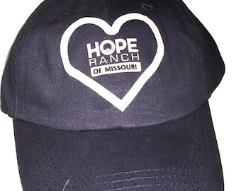 Navy Blue Cap with Hope Ranch of Missouri logo design.  (#158) FREE SHIPPING