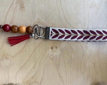 Handmade Key Fob Bracelet with Tassels and Beads (YC#24, LM)