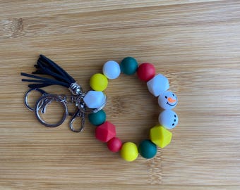 Handmade Silicone Beaded Key Chain Bracelet with Tassels (YC#45, LM)