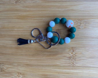 Handmade Silicone Beaded Key Chain Bracelet with Tassels (YC#46, LM)