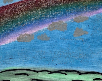 Handmade Rainbow Sparkle Painting   (YC#30). FREE SHIPPING