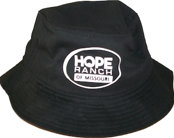 Hope Ranch of Missouri Black Bucket Hat with Black Logo Design #111