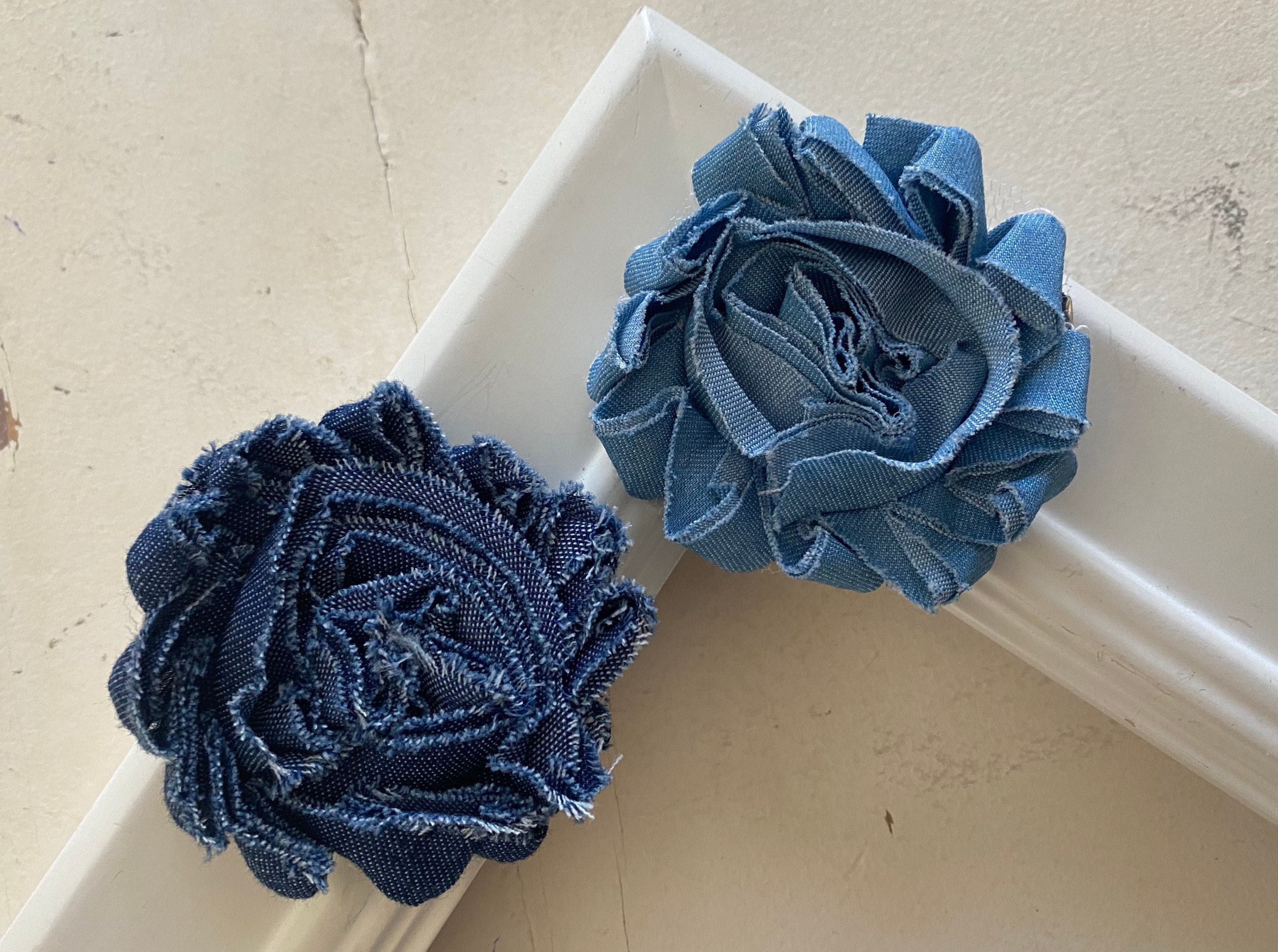 Denim Shabby Flower Clip 1 Clip - Etsy